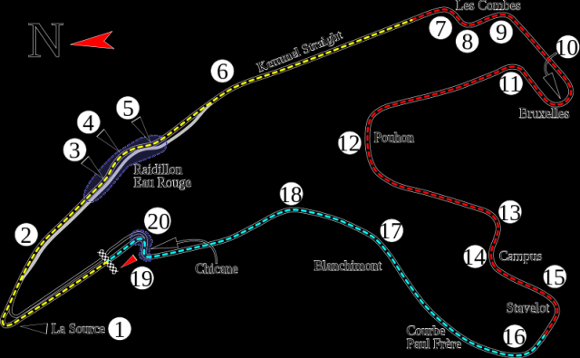 Parcours du circuit du Grand Prix de Belgique 2015